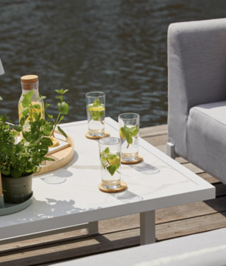 6x Tuintafel, Hartman, Dion Corner White 88×88 cm, Wit